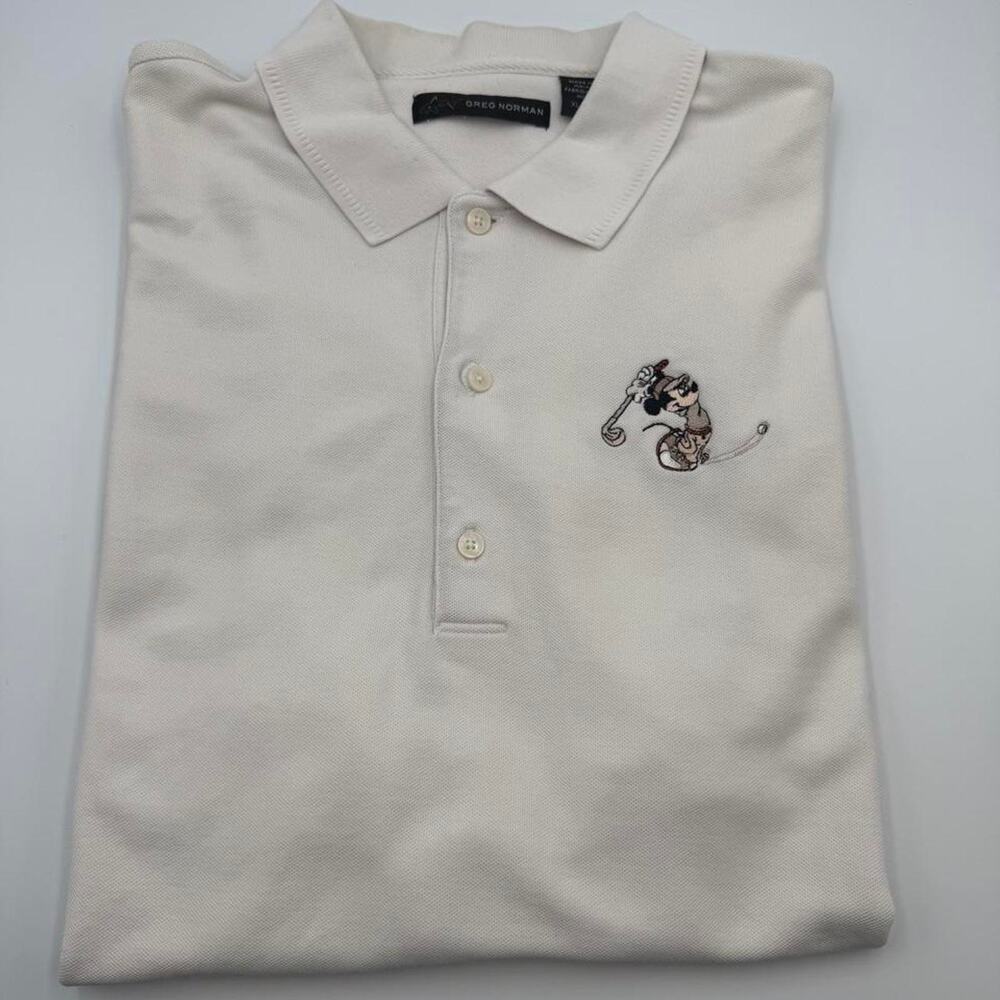 Greg Norman golf polo size XL. Cotton. Mickey Mouse golfing embroidery